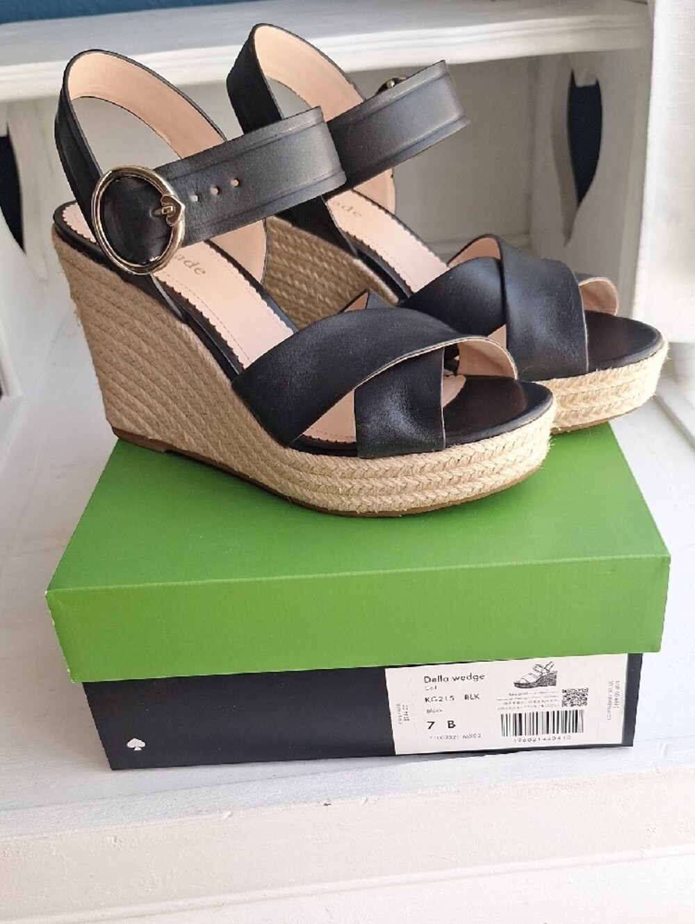 kate spade Black Espadrille Platform Wedge Sandals - Picture 2 of 6